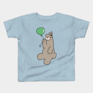 Green Balloon Alpaca Kids T-Shirt